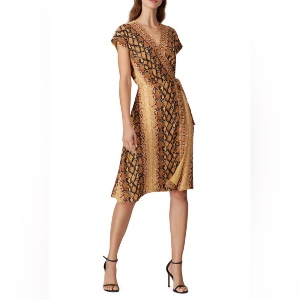 JOIE Bethwyn Snakeskin v-neck wrap dress Size Medium Fading Sun Going out